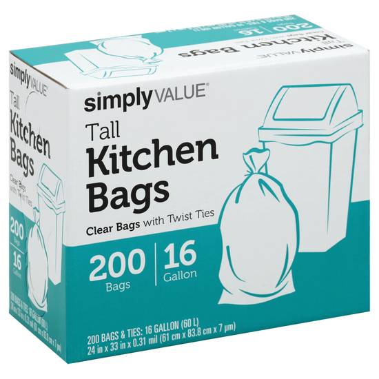 Simply Value - Simply Value, Wastebasket Liners, Clear, with Twist Ties, 10  Gallon (360 count)