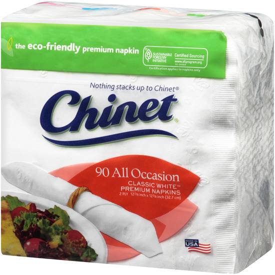 Chinet Classic White Premium Napkins (90 napkins)