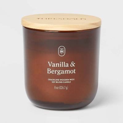 Threshold Crackling Wooden Wick Soy Blend Jar Candle, Vanilla-Bergamot (8 oz)