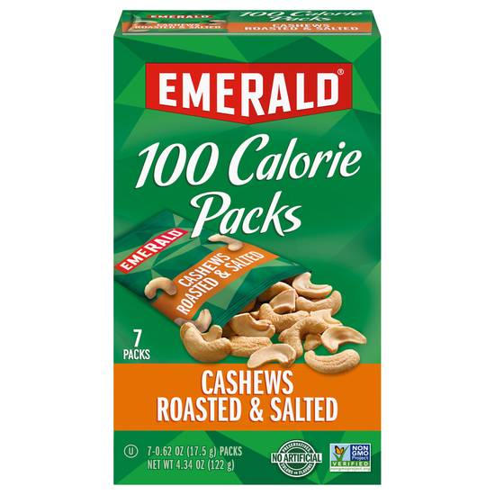 Emerald Cashews Roasted & Salted 100 Calorie packs (7 x 0.6 oz)