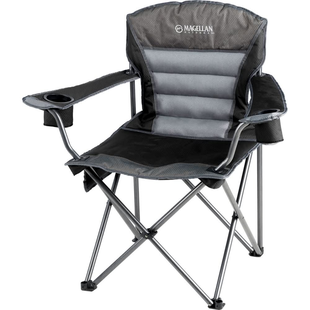 Magellan Outdoors Oversized Ultra Comfort Padded Mesh Chair, Black / Grey