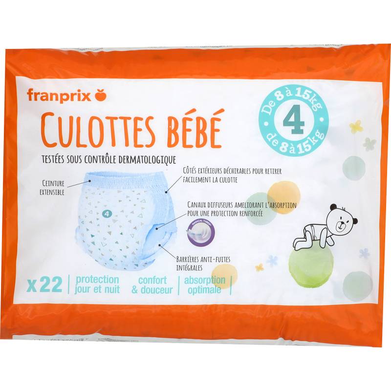 Franprix - Culotte bébé de 8 à 15 kg, Taille 4 (22)