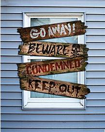 Scary Phrase Haunted Window Boards