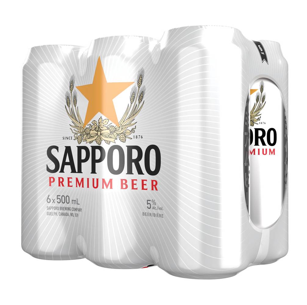Sapporo Premium Lager Beer (6 x 500 ml)