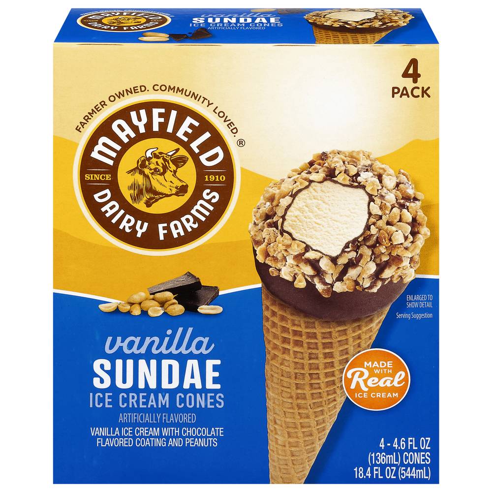 Mayfield Creamery Nutty Buddy Vanilla Ice Cream Cones (4 x 4.6 fl oz)