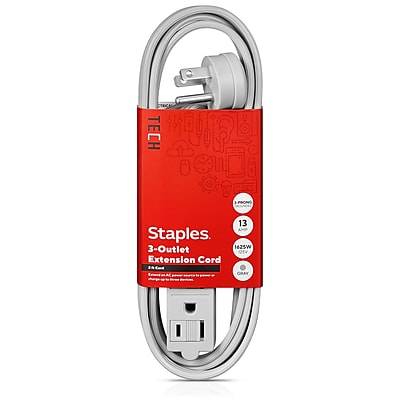 Staples Extension Cord 3-outlet With Safety Covers (8 inch)