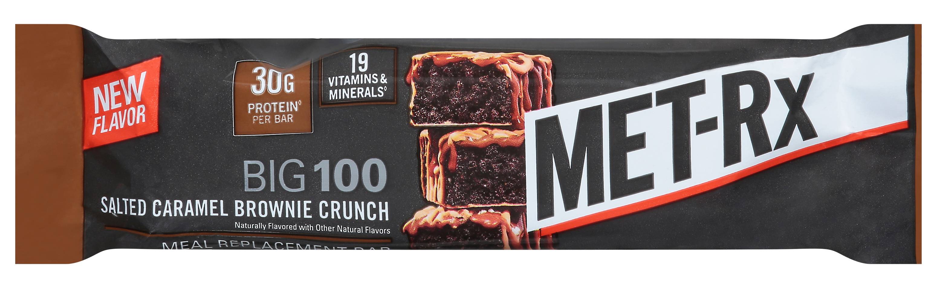 MET-Rx Big 100 Crunch Meal Replacement Bar, Salted Caramel Brownie (3.52 oz)