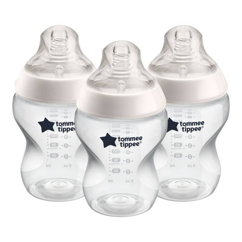 Tommee Tippee Closer To Nature Baby Bottle 260ml, Clear (3 ct)