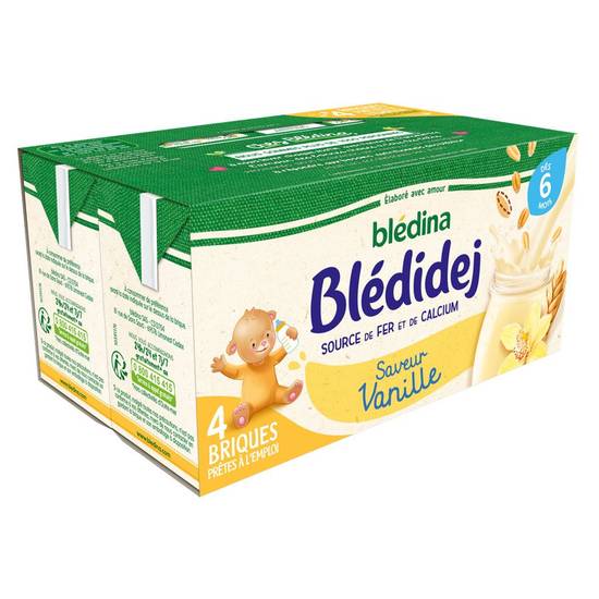 Lait bébé aux céréales saveur vanille dès 6 mois Bledina 4x250ml