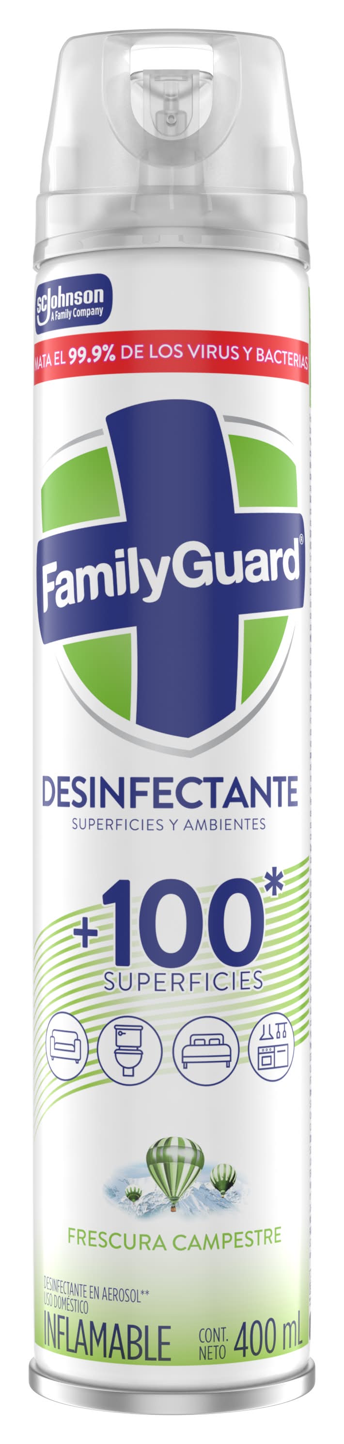 FamilyGuard · Desinfectante en aerosol, frescura campestre (400 ml)
