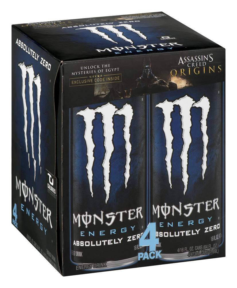 Monster Energy Absolutely Zero Energy Drink (4 x 16 fl oz)