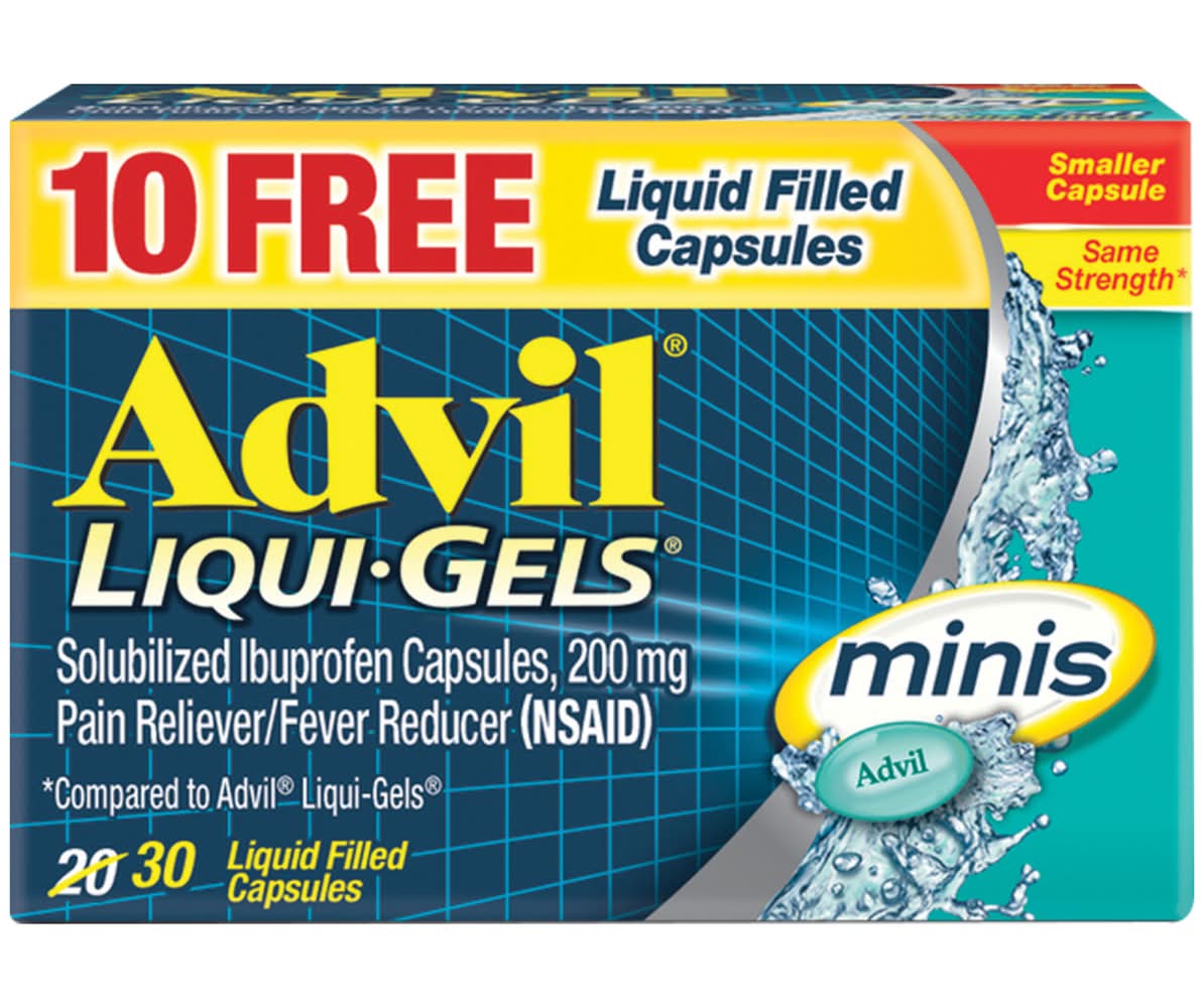 Advil Liqui-Gels Minis Pain Reliever and Fever Reducer 200mg Liquid Filled Capsules (20 ct)
