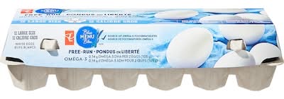Pc blue menu œufs blancs de poules élevées en liberté - free run white eggs (12 unités) (gros)