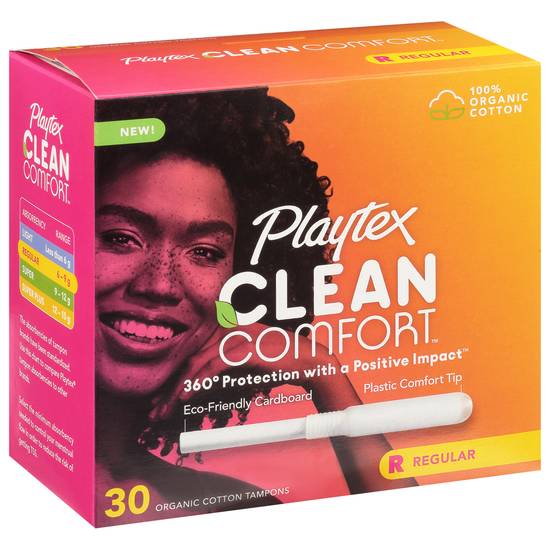 Playtex Clean Comfort Regular Organic Cotton Tampons
