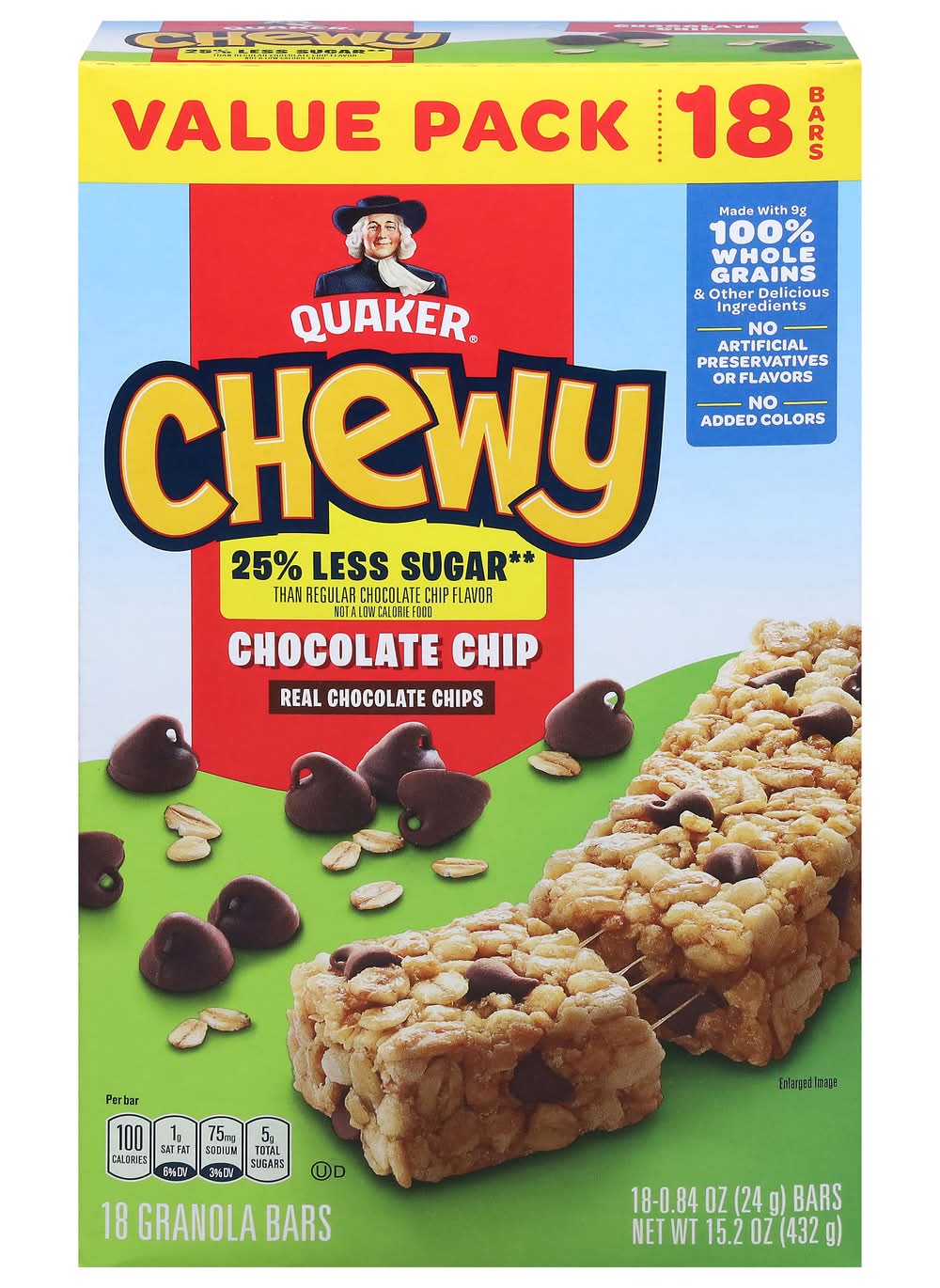Quaker Chewy Granola Bars, Chocolate Chip (18 x 0.84 oz)