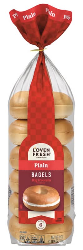 L'oven Fresh Plain Pre-Sliced Bagels - 6 Count