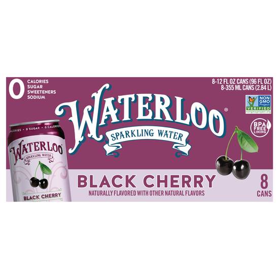 Waterloo Black Cherry Sparkling Water (8 ct, 12 fl oz)