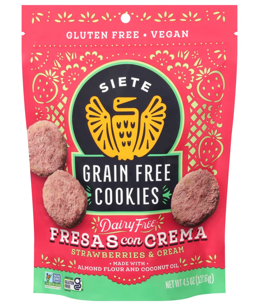 Siete Foods Grain & Dairy Free Cookies, Strawberries & Cream (4.5 oz)
