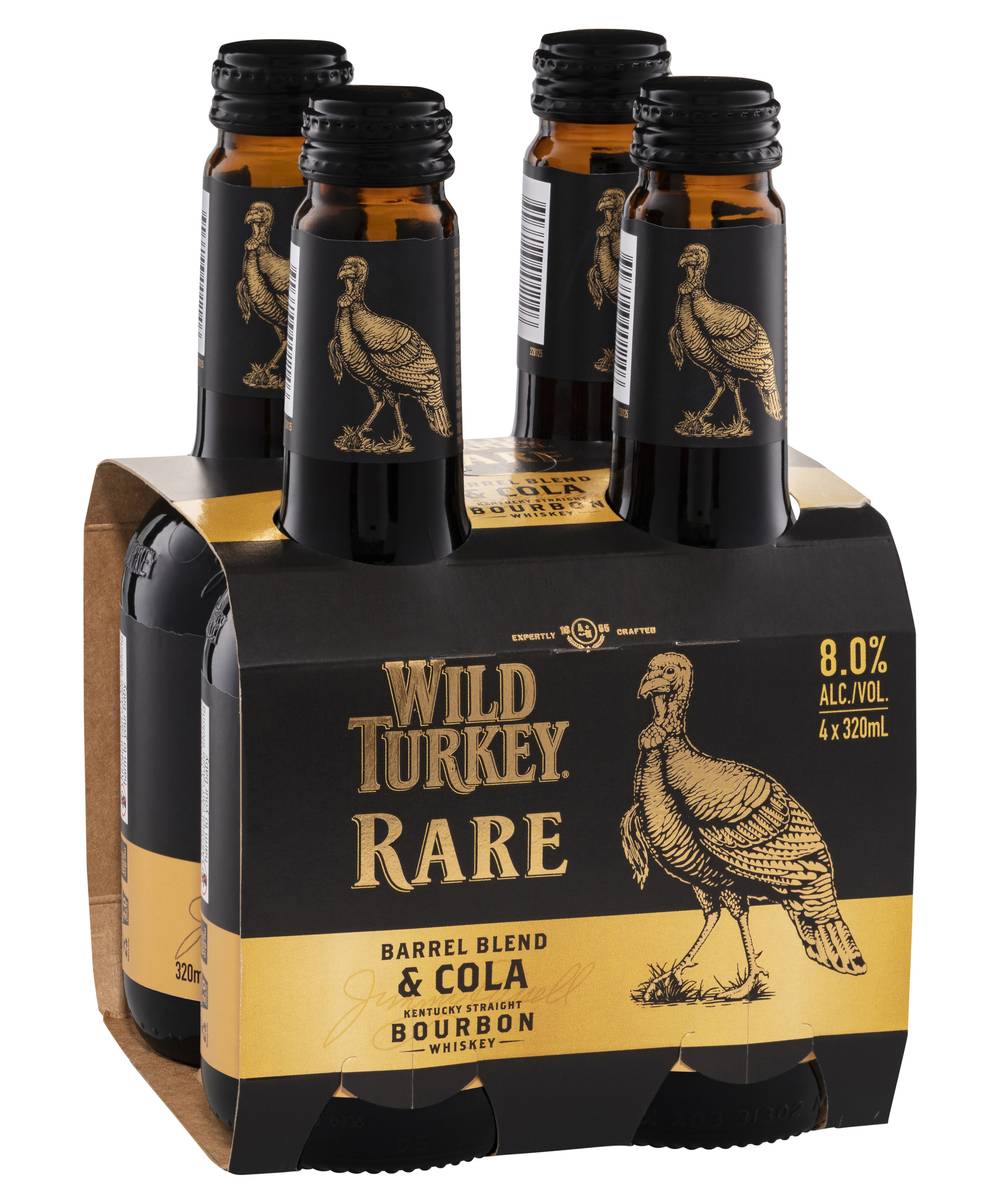 Wild Turkey Rare & Cola Bottle 320mL x Pack 4