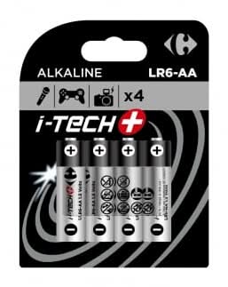 Pilas Alcalinas Carrefour Itech + AA/ LR06, paquete 4