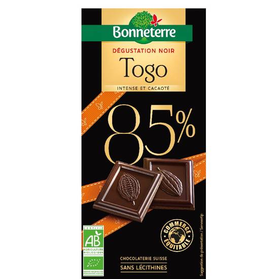 Chocolat noir togo 85% 80g - BONNETERRE - BIO