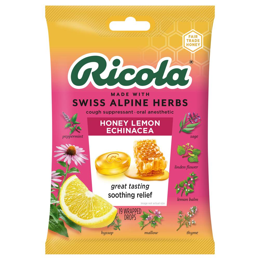 Ricola Cough Drops, Honey Lemon Echinacea 19 Ea