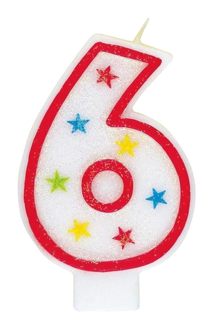 321 Party! Glitter Number 6 Birthday Candle