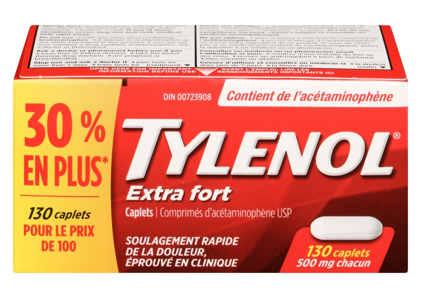 Tylenol extra fort caplets (100 ea) - extra strength caplets (130 units)