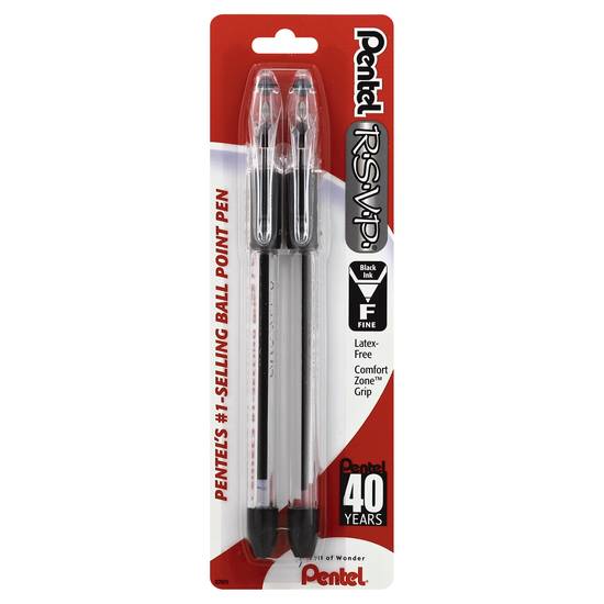 Pentel Comfort Zone Grip Black Ink Ball Point Pens (2 ct)