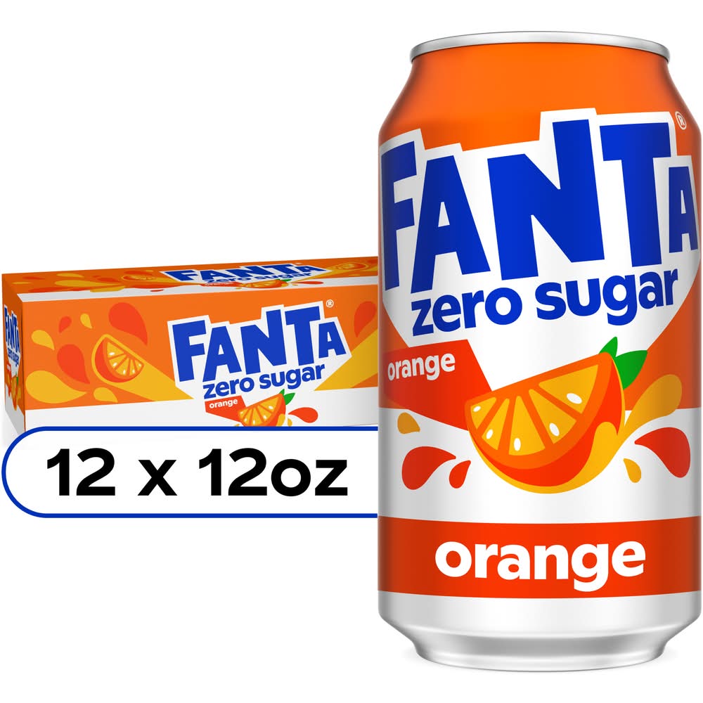 Fanta Zero Sugar Soda, Orange (12 x 12 fl oz)