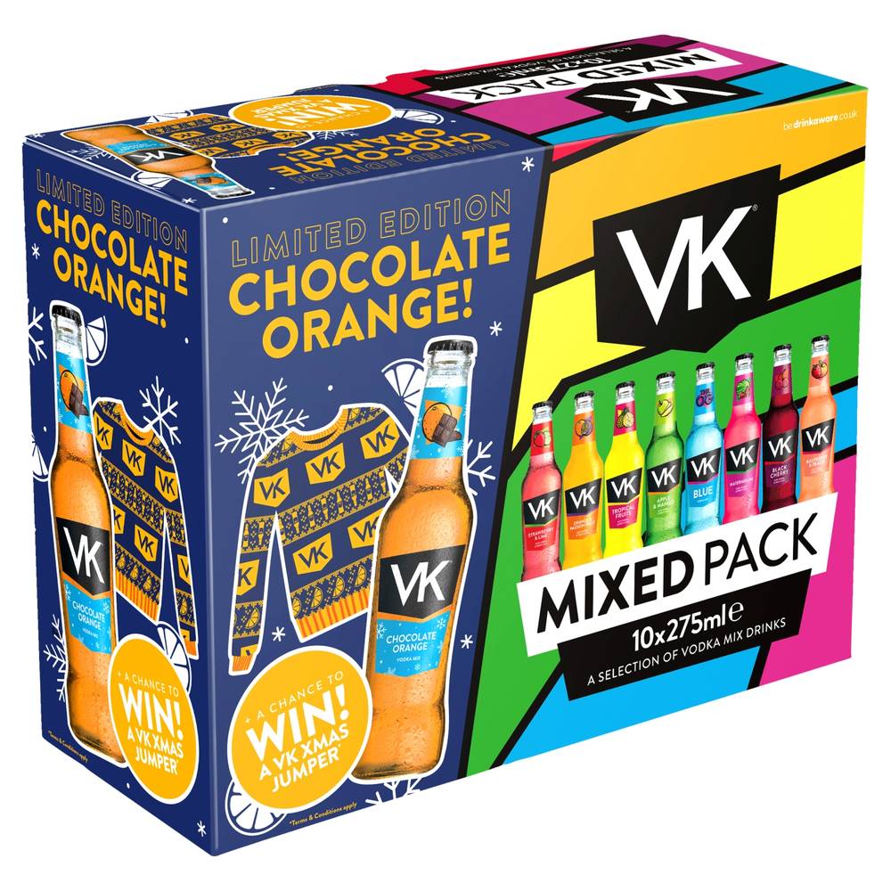 VK Assorted, Mixed pack a Selection Of Vodka Mix Drinks (10 x 275ml)