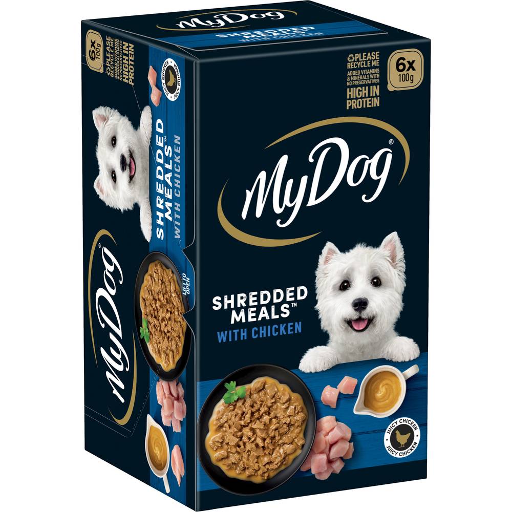 My Dog Shredded Meals With Chicken Dog Food, Chicken (600g, 6 pack)