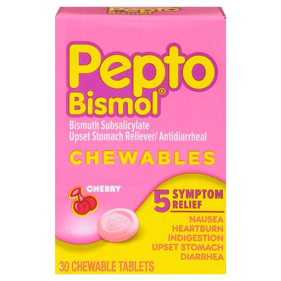 Pepto Bismol Cherry Upset Stomach Reliever/Antidiarrheal, (30 ct)