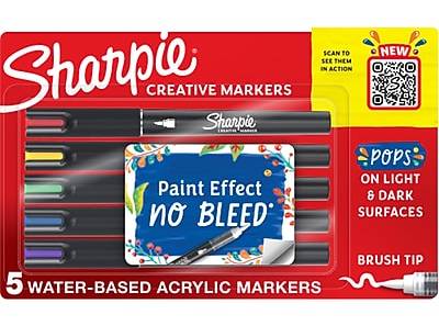 Sharpie Creative Water-Based Acrylic Marker, Brush Tip, Assorted Colors, 5/Pack (2196904)