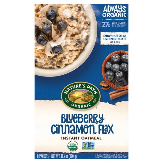 Nature's Path Organic Instant Oatmeal (blueberry cinnamon flax)