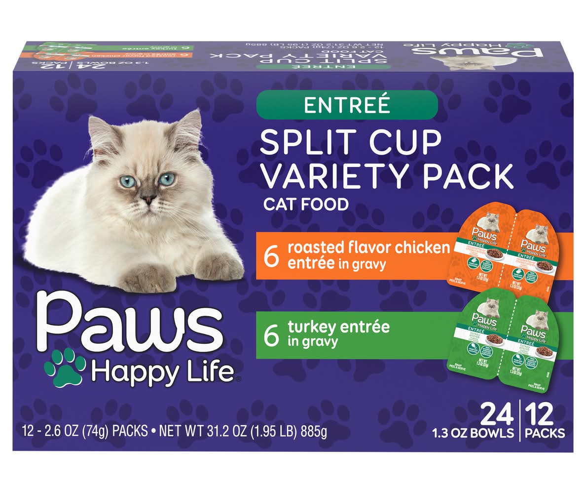 Paws Happy Life Entree Split Cup Cat Food Variety pack Delivery