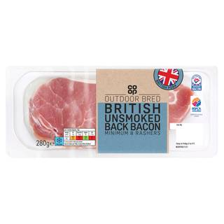 Co-op Outdoor Bred Unsmoked Back Bacon 280g (Co-op Member Price £2.00 *T&Cs apply)