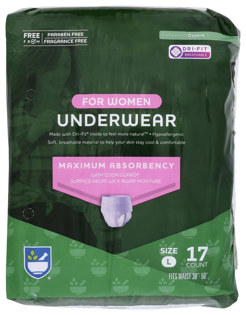 Rite Aid Pharmacy Womens Underwear Maximum Absorption, Large (17 ct)