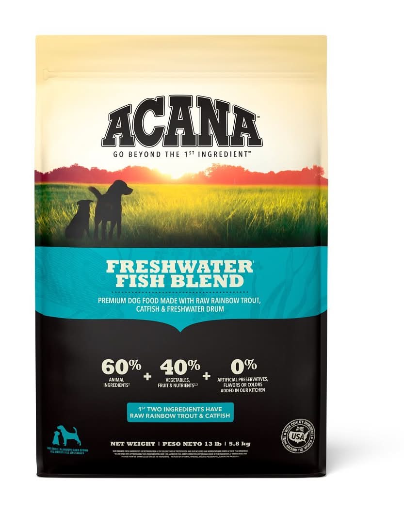ACANA FRESHWATER FISH ALIMENTO NATURAL PARA PERRO TODAS LAS ETAPAS DE VIDA RECETA PESCADO, 5.8 KG