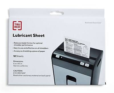 TRU RED™ Shredder Lubricant Sheets, 8.5 x 6, 12/Pack (TR53294)