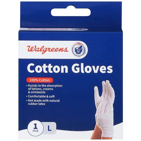 Walgreens Cotton Gloves, L