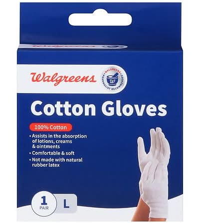 Walgreens Cotton Gloves, L, White