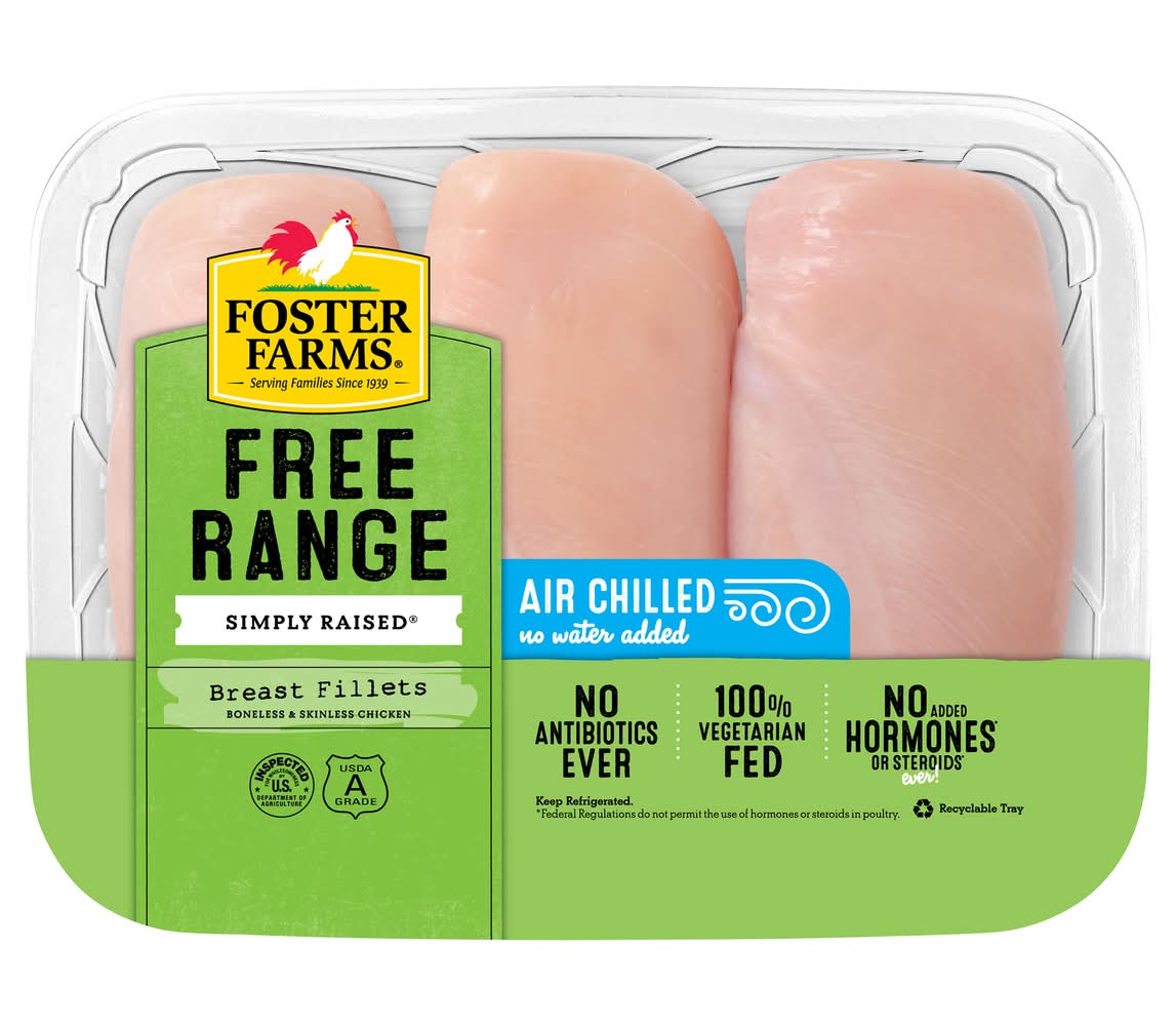 Foster Farms Simply Raised Free Range Boneless & Skinless Chicken Breast Fillets (3 ct)