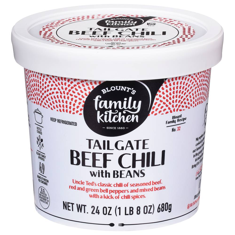 Blount's Family Kitchen Tailgate Beef Chili With Beans Gluten Free Microwavable Soup (24 oz)