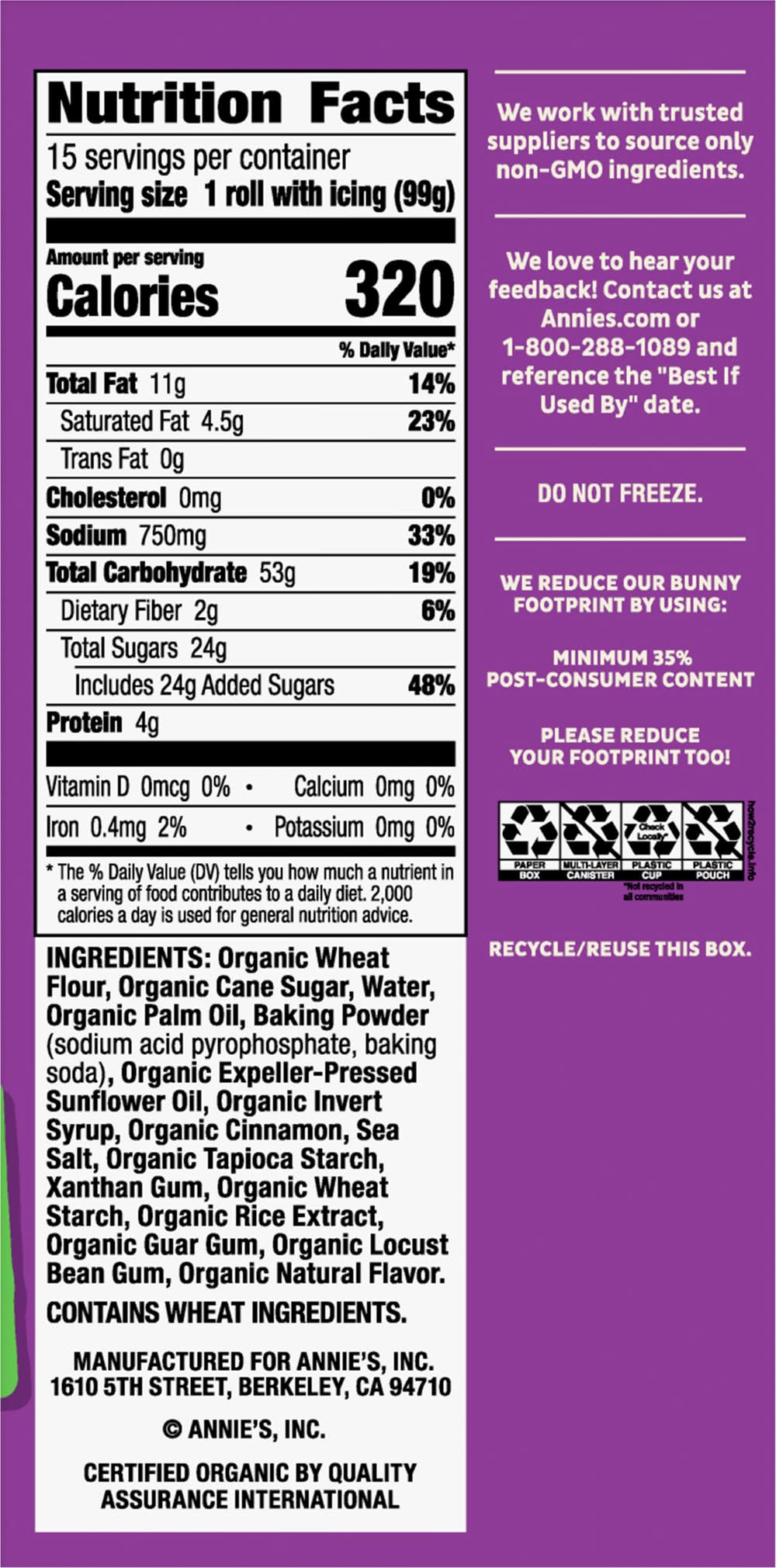 Costco - Annie's Organic Cinnamon Rolls With Icing (52.5 oz, 3 ct