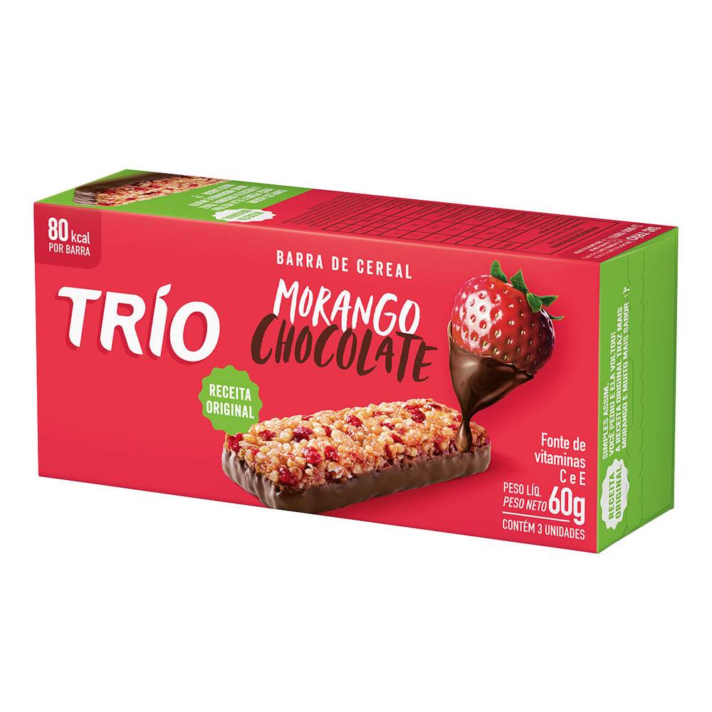 Trio barra de cereal sabor morango com chocolate (3x20g)