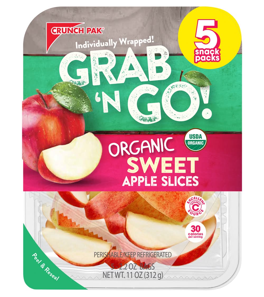 Crunch Pak Grab 'N Go! Organic Sweet Apple Slices Snack packs (5 x 2.2 oz)