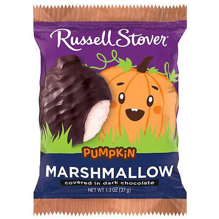 Russell Stover Halloween Marshmallow Chocolate Pumpkin Marshmallow Covered in Dark Chocolate - 1.3 oz