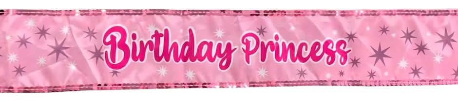 Birthday Princess Sash With Sequins, 9X3.875 in