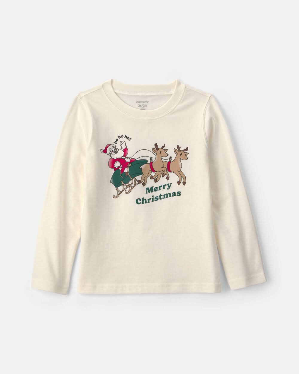 Toddler 'Merry Christmas' Santa Long-Sleeve Graphic Tee - Cream - 2T